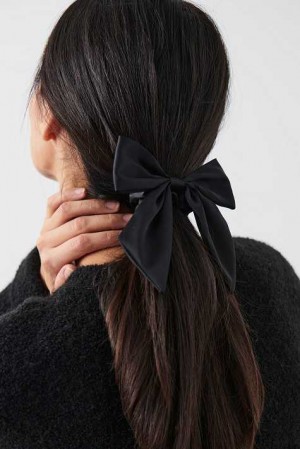 Women Gina Tricot 2-pack Bow Scrunchie Black | 70TVIAUME