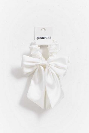 Women Gina Tricot 2-pack Bow Scrunchie White | 05BHSGKUD