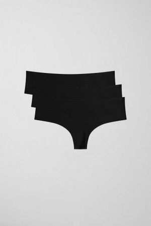 Women Gina Tricot 3-pack Invisible Brazilian Panty Black | 43BZRHWFO