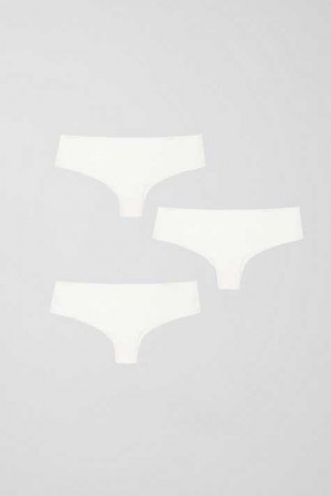 Women Gina Tricot 3-pack Invisible Brazilian Panty White | 83ILCDHXM