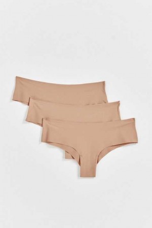 Women Gina Tricot 3-pack Invisible Brazilian Panty Beige | 35SQGZKHR