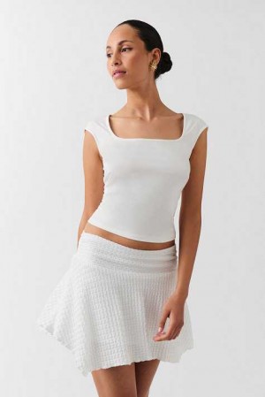 Women Gina Tricot Assymetric Mini Skirts White | 87RHLZNGK