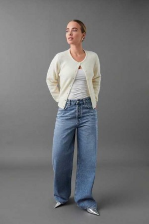 Women Gina Tricot Baggy Wide Jeans Blue | 30BMPSYAG