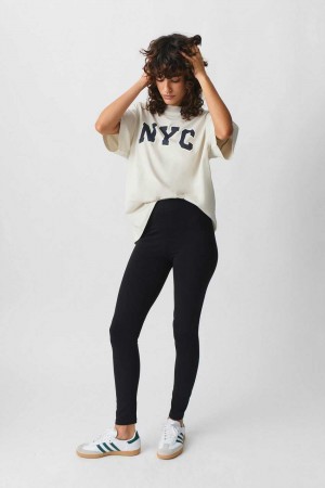 Women Gina Tricot Basic Long Leggings Black | 57SWMZQAR