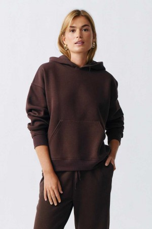 Women Gina Tricot Basic Original Hoodie Brown | 94DJQLXMO