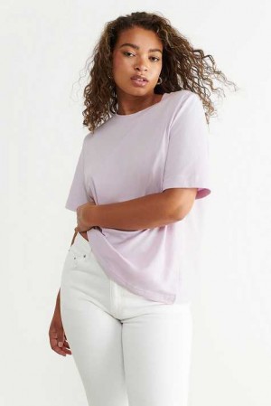 Women Gina Tricot Basic Original T Shirts Purple | 78ZLGVMXI