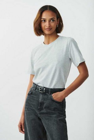 Women Gina Tricot Basic Original T Shirts Grey | 14ASIFWTC