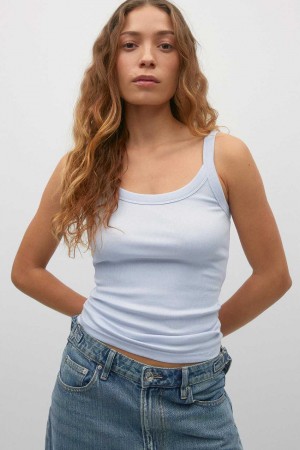 Women Gina Tricot Basic Rib Tank Top Grey | 17HUREDAN