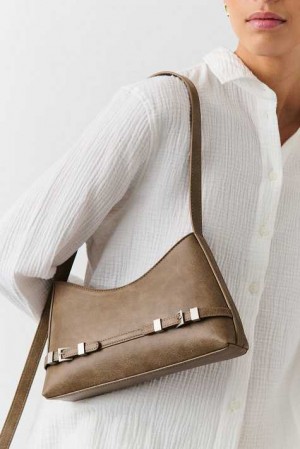 Women Gina Tricot Belt Shoulder Bag Beige | 32KWIGAYQ