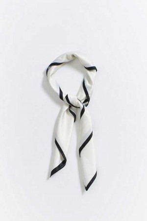 Women Gina Tricot Big Satin Scarf White | 94FDYJKUS