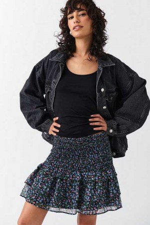 Women Gina Tricot Boho Smock Skirts Black | 42OZBUREP