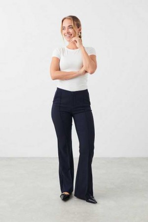 Women Gina Tricot Bootcut Trousers Blue | 14BUVHEDG