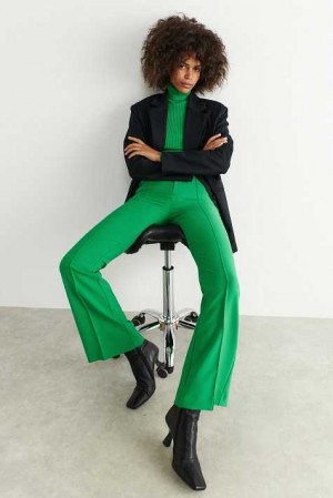 Women Gina Tricot Bootcut Trousers Green | 85MUOCVXB