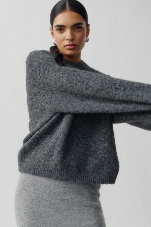 Women Gina Tricot Boxy Knitted Sweaters Grey | 71HKCXPDJ