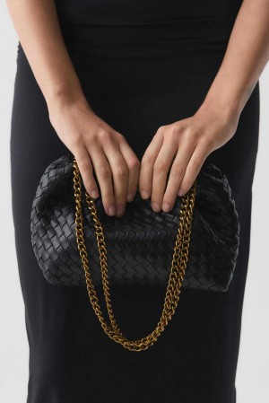 Women Gina Tricot Braided Chain Bag Black | 15FSKMNQL