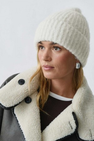 Women Gina Tricot Brushed Beanie White | 69QMVTADF