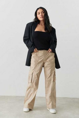 Women Gina Tricot Cargo Trousers Beige | 01ZRSLJQC