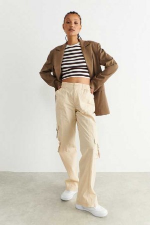 Women Gina Tricot Cargo Trousers Beige | 28YMNKCDI