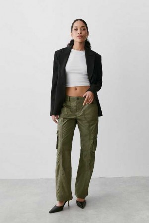 Women Gina Tricot Cargo Trousers Green | 27ZFNAIXL