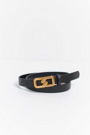 Women Gina Tricot Chain Bucle Belt Black | 52HKPXESO