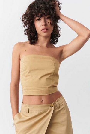 Women Gina Tricot Chino Corset Beige | 91SIDXRTW