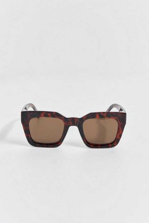 Women Gina Tricot Chunky Sunglasses Brown | 40PTRAXLH