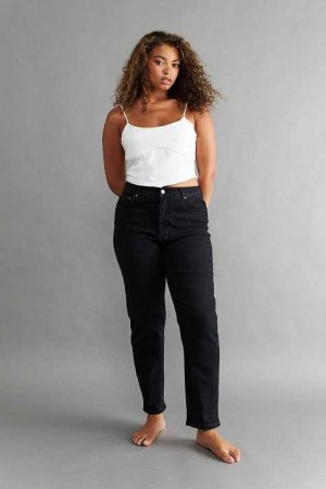 Women Gina Tricot Comfy Mom Jeans Black | 75SLKQNGA