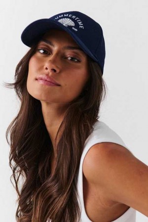 Women Gina Tricot Cotton Cap Blue | 91IKUZPSR