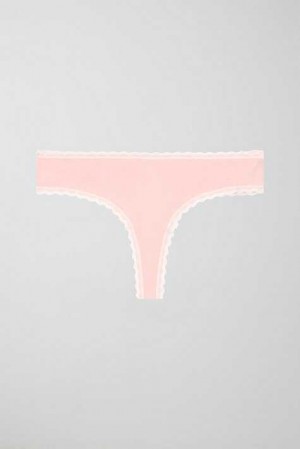 Women Gina Tricot Cotton Half Thong Pink | 76PRAVWFX