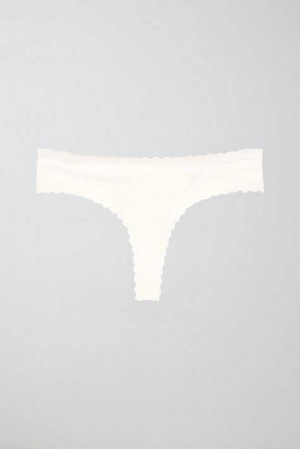 Women Gina Tricot Cotton Half Thong White | 10KVZBREU