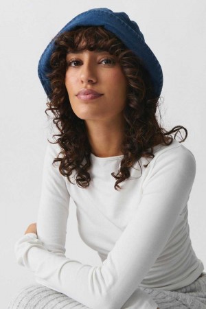 Women Gina Tricot Denim Hat Blue | 52INSFJPW