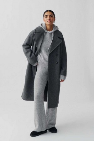 Women Gina Tricot Double Breasted Coat Grey | 59IOGXFWZ