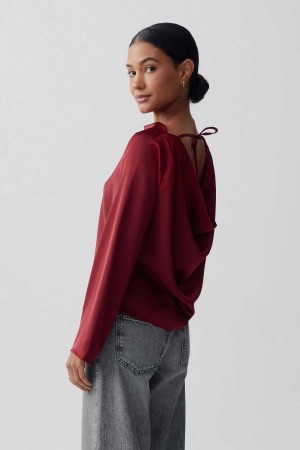 Women Gina Tricot Draped Blouse Red | 13ZMFHVPO