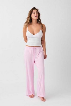 Women Gina Tricot Drawstring Wide Pyjamas Pink | 10JKHUQMO