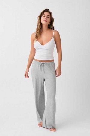 Women Gina Tricot Drawstring Wide Pyjamas Grey | 46JOTEDZM