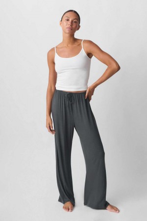 Women Gina Tricot Drawstring Wide Trousers Grey | 60RYHBXQO