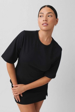 Women Gina Tricot Fitted T Shirts Black | 65OWBLNIG