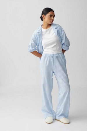 Women Gina Tricot Flannel Pyjamas Blue | 26JFCBGRK