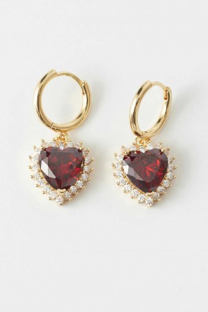 Women Gina Tricot Heart Earrings Red | 38NBYSROK