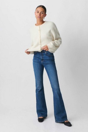 Women Gina Tricot High Bootcut Jeans Blue | 32FZATWBY