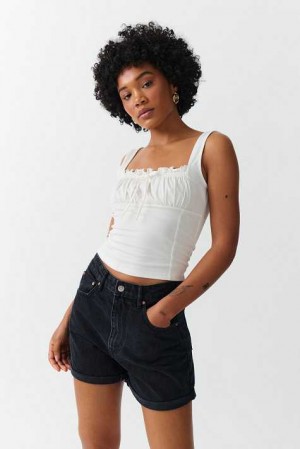 Women Gina Tricot High Waist Denim Shorts Black | 81NBUXJRP