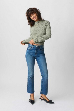 Women Gina Tricot Kick Flared Jeans Blue | 67CQMNSRK