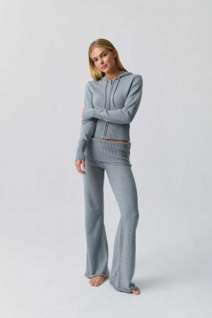 Women Gina Tricot Knitted Lounge Trousers Grey | 62EPGCKTA