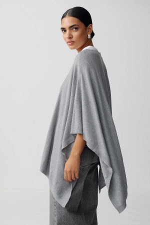 Women Gina Tricot Knitted Ponchos Grey | 65MEXFUTS