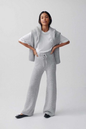 Women Gina Tricot Knitted Trousers Grey | 70SOBNMFT