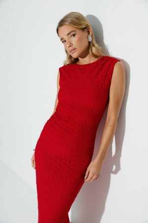 Women Gina Tricot Lace Dress Red | 94BWGSHEM