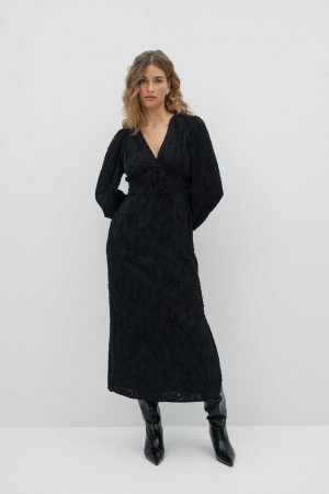 Women Gina Tricot Long Sleeve Dress Black | 92WMDJXNE