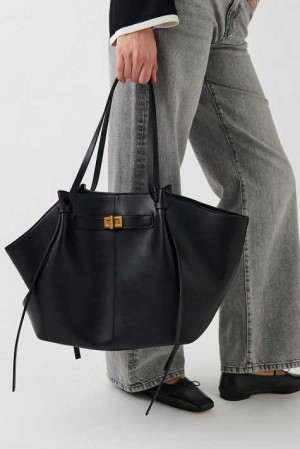 Women Gina Tricot Long Strap Pu Bag Black | 21BSJWMAU