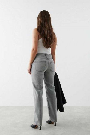 Women Gina Tricot Low Straight Petite Jeans Grey | 76MAYUDGI