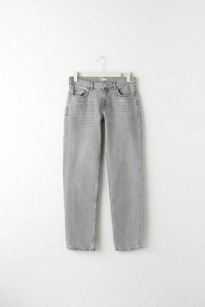 Women Gina Tricot Low Straight Petite Jeans Grey | 58BRJFZMG